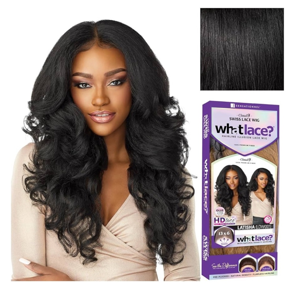 Black Swiss Lace Wig - With Bangs